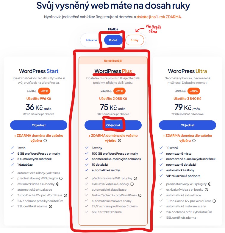 jak-vytvorit-web-nakup-wordpress-hostingu-tarif-plus-domeny
