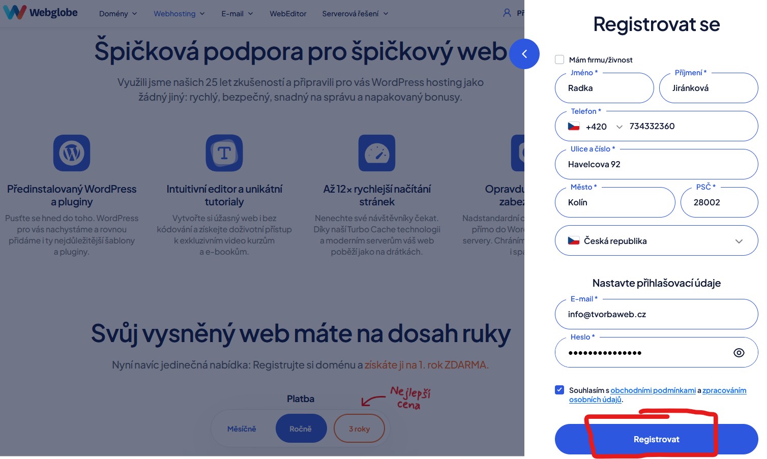 registrace-do-webglobe-vyplneni-udaju-pri-nakupu-domeny-hostingu