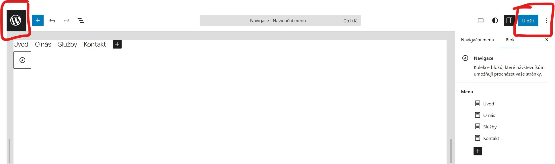 ulozeni-zmen-v-menu-a-navrat-do-administrace-wordpress Jak vytvořit menu ve WordPressu - v menu najdete položku Vzhled - Menu - napíšete název menu a klinete na Vytvořit menu