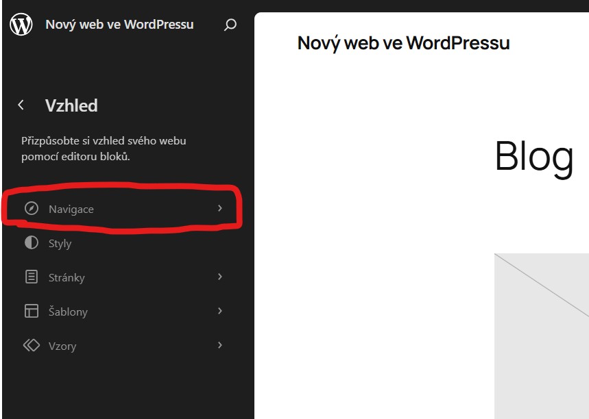 vzhled-editor-navigace-wordpress Jak vytvořit menu ve WordPressu - v menu najdete položku Vzhled - Menu - napíšete název menu a klinete na Vytvořit menu